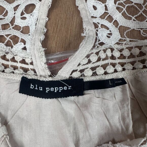 Blu Pepper Boho Lace Dress Women’s Large Ivory Crochet Lace Sleeve Babydoll - Picture 6 of 8